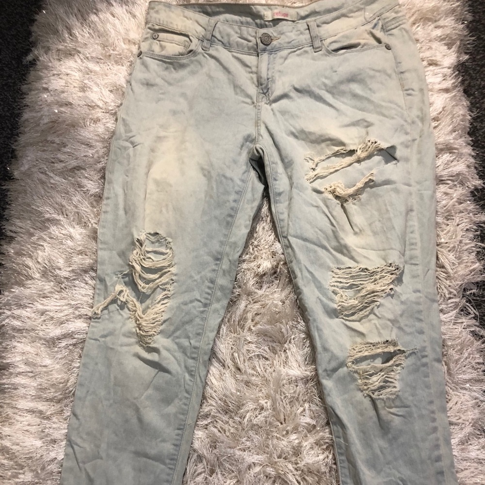 Light Blue Boyfriend Ripped Jeans